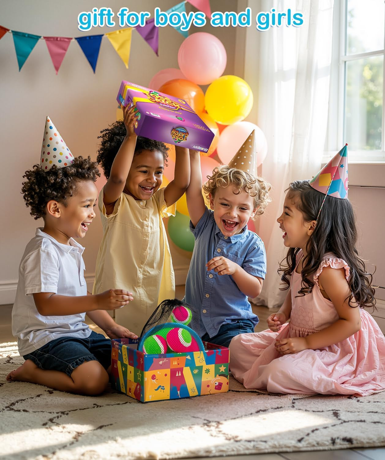 Kids Toys Toss and Catch Game Set, Ball Sports Games with Paddles Balls and Storage Bag, Classic Outdoor Games, Beach Games, Yard Games Suitable for Kids Gift Ideal (Blue1)