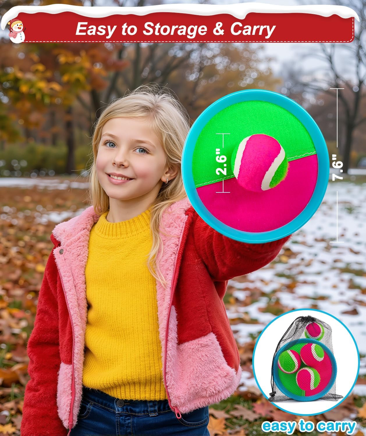 Kids Toys Toss and Catch Game Set, Ball Sports Games with Paddles Balls and Storage Bag, Classic Outdoor Games, Beach Games, Yard Games Suitable for Kids Gift Ideal (Blue1)