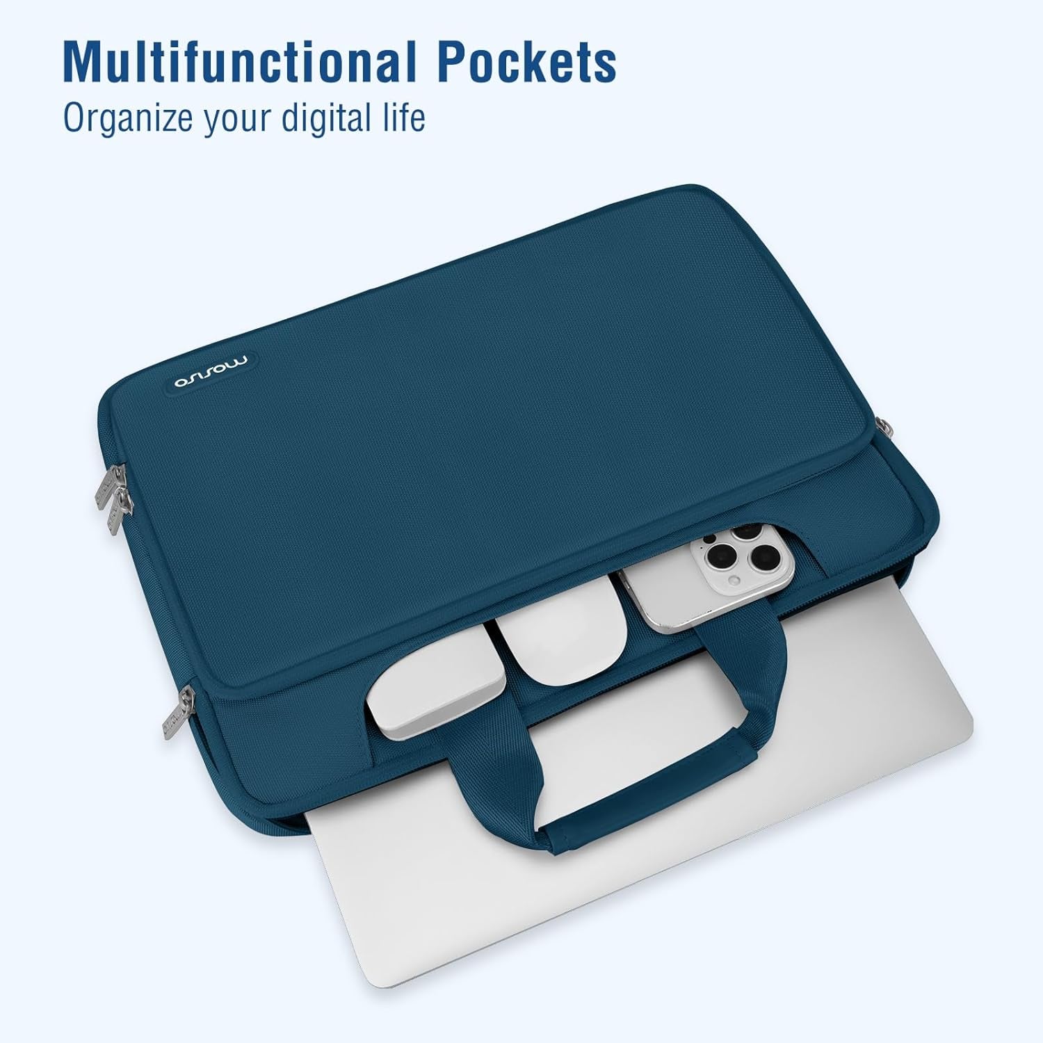 360 Protective Laptop Shoulder Bag Compatible with Macbook Pro 16 Inch 2021 2022 M1 A2485/2019-2020 A2141/Pro 15 A1398, 15-15.6 Inch Notebook, Matching Color Sleeve with Belt, Hunter Green