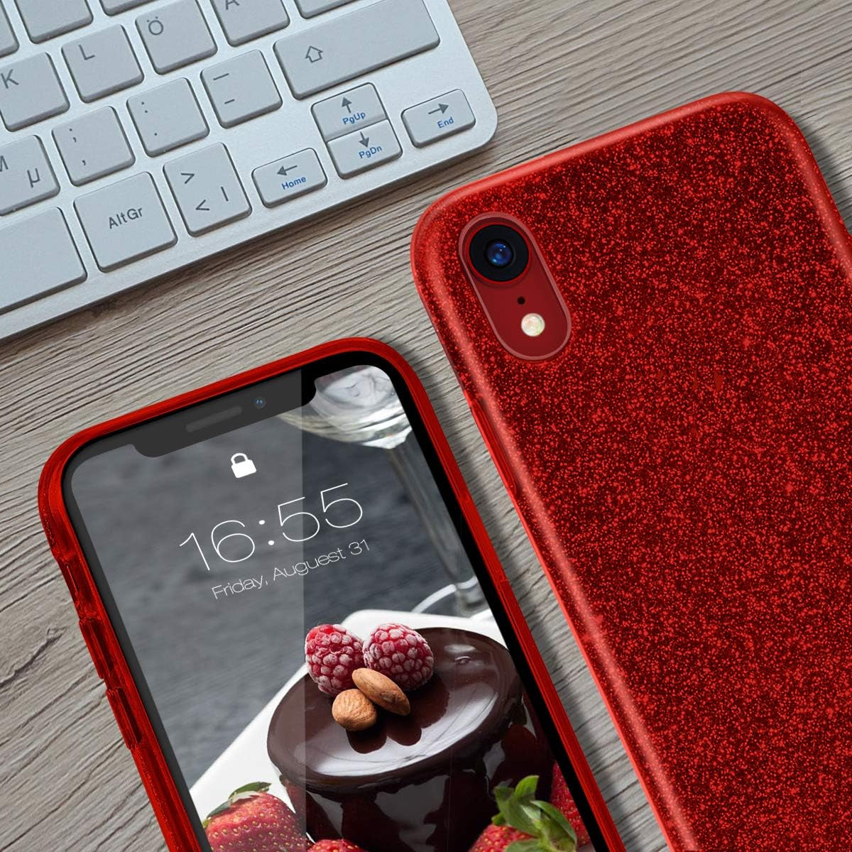 Iphone XR Case,Bling Sparkle Cute Girls Women Protective Case for Iphone XR 6.1"(Red)