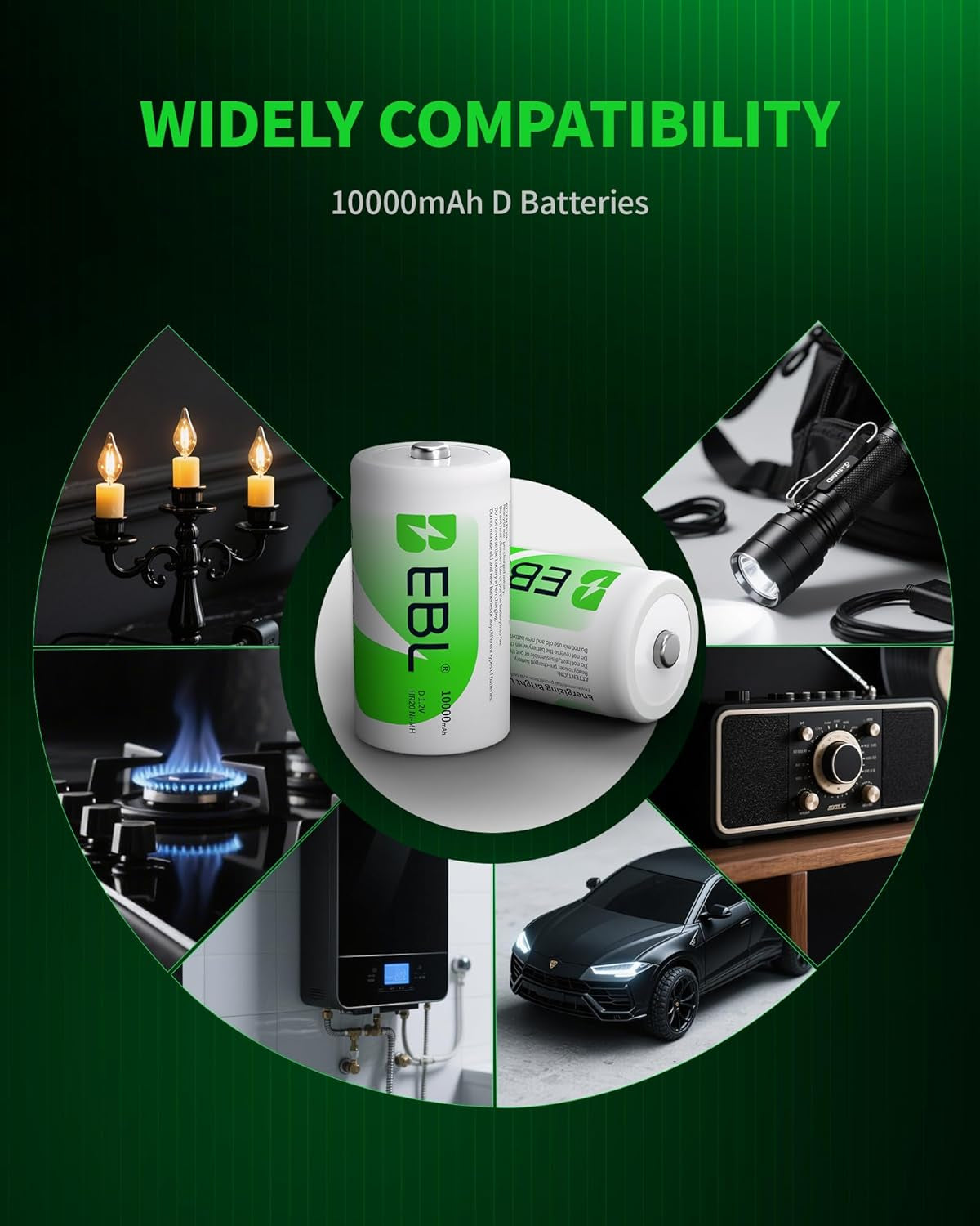 D Cell Batteries 10,000Mah Ultra Pro Ni-Mh Rechargeable D Batteries, 4-Pack(Battery Storage Case Included)